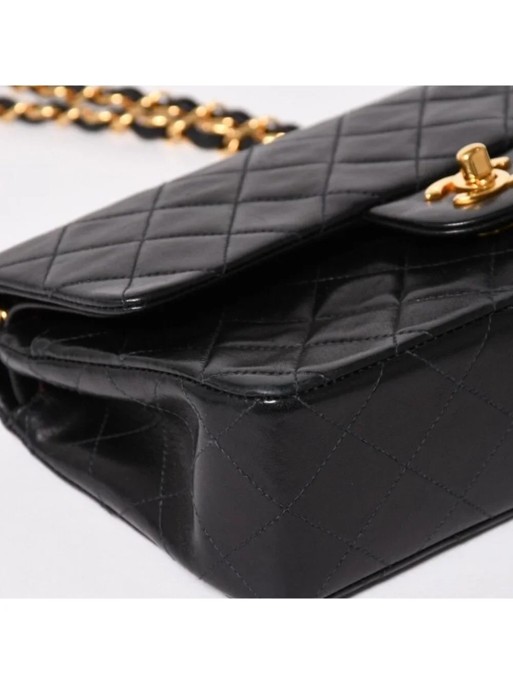 Chanel Quilted 23 Double Flap Chain Shoulder Bag CC Logo Lambskin Black